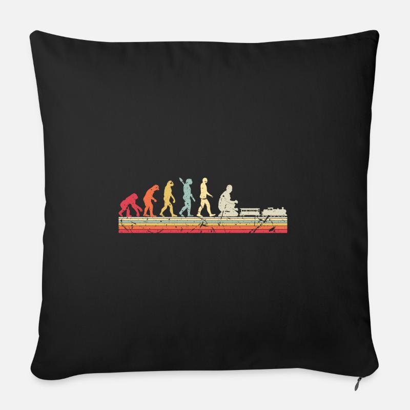 Evolution of Human Train Model Railway - Sofa pillowcase 17,3'' x 17,3'' (45 x 45 cm) - black