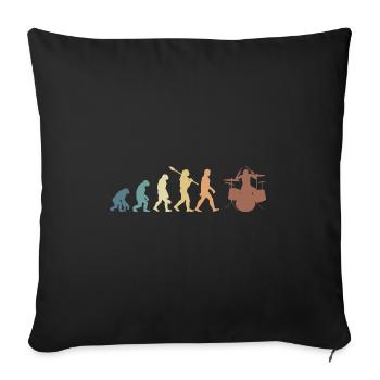 Evolution de l’homme Drums Band Retro Vintage Drummer - Housse de coussin décorative 45 x 45 cm - noir - Devant