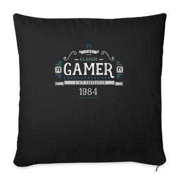 Classic Gamer Retro 8bit Generation 1984 Birthday - Sofa pillowcase 17,3'' x 17,3'' (45 x 45 cm) - black - Front