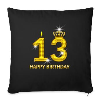 or numéro 13-joyeux anniversaire - anniversaire- - Housse de coussin décorative 45 x 45 cm - noir - Devant