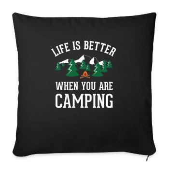 Camping Funny Gift Idea - Sofa pillowcase 17,3'' x 17,3'' (45 x 45 cm) - black - Front