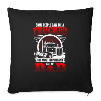 Trucker Dad - EN - Housse de coussin décorative 45 x 45 cm - noir - Devant