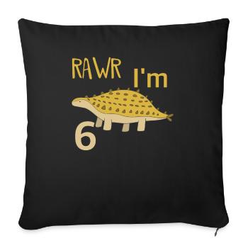 For the 6th birthday for boys Ankylosaurus - Sofa pillowcase 17,3'' x 17,3'' (45 x 45 cm) - black - Front