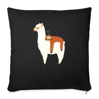 Sloth Sleeping On Alpaca - Housse de coussin décorative 45 x 45 cm - noir - Devant