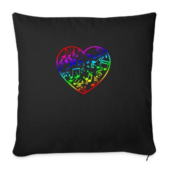 Regenbogen Herz Musik Hemd für Gesang und Klänge S - Sofakissenbezug 45 x 45 cm - Schwarz - Vorne