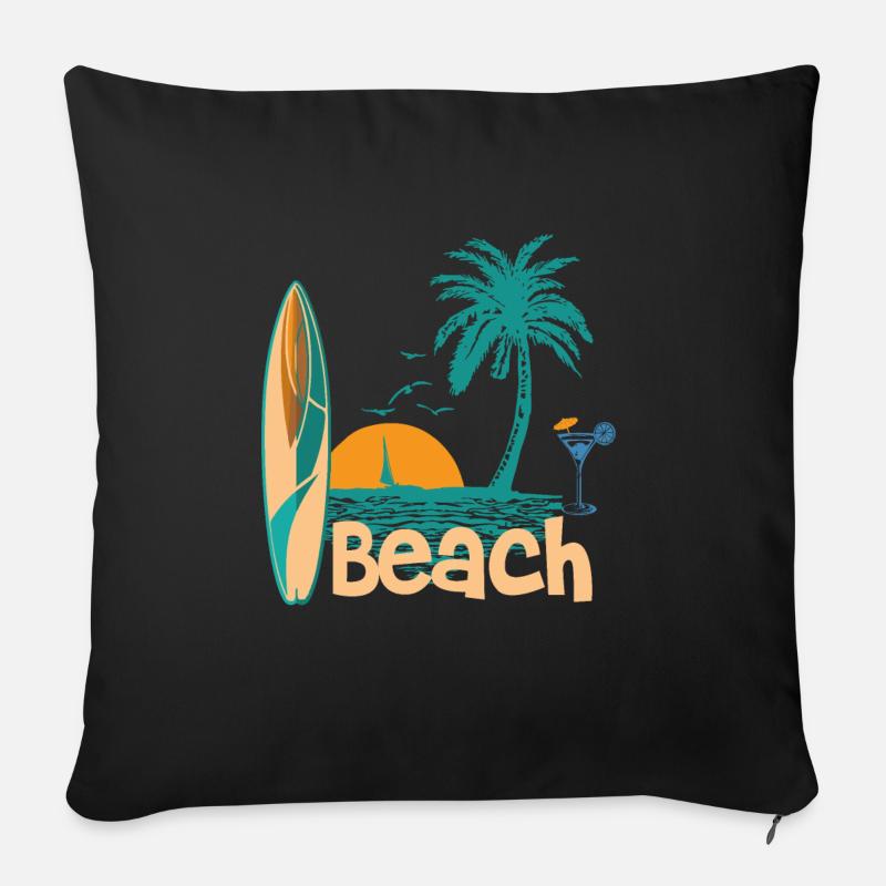plage - Housse de coussin décorative 45 x 45 cm - noir