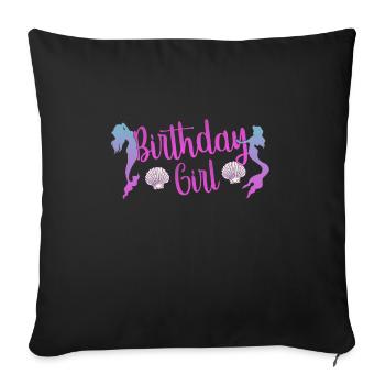 fille d'anniversaire sirène - Housse de coussin décorative 45 x 45 cm - noir - Devant