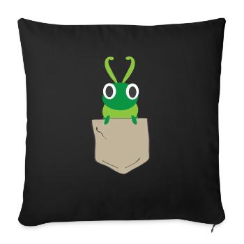 Lustige Raupe in Brusttasche - Sofakissenbezug 45 x 45 cm - Schwarz - Vorne