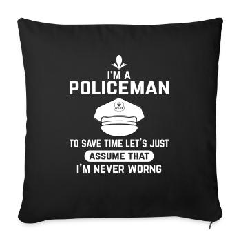 Chemise de police - Housse de coussin décorative 45 x 45 cm - noir - Devant