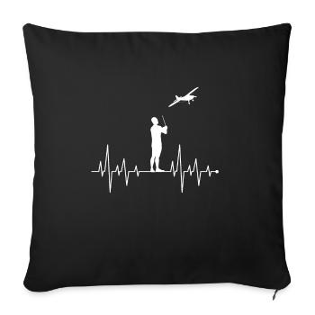Battement cardiaque Rythme cardiaque Ligne de cœur Modèle - Housse de coussin décorative 45 x 45 cm - noir - Devant