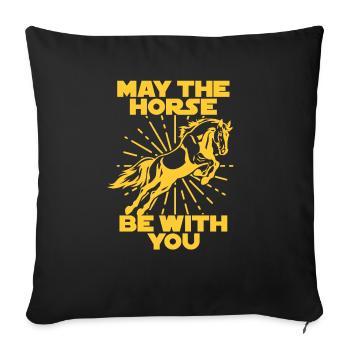 May the Force be with you Cadeau cheval Horse - Housse de coussin décorative 45 x 45 cm - noir - Devant
