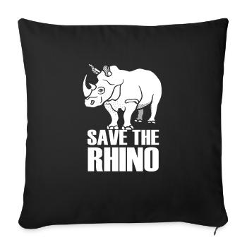 Save the Rhino Gift Rhino Animal Welfare - Sofa pillowcase 17,3'' x 17,3'' (45 x 45 cm) - black - Front