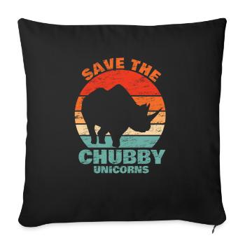 Save the Chubby Unicorns Gift Rhino Rhino - Sofa pillowcase 17,3'' x 17,3'' (45 x 45 cm) - black - Front