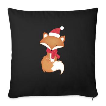 Winter Fuchs Schal Weihnachten Kawaii Süß Geschenk - Sofakissenbezug 45 x 45 cm - Schwarz - Vorne