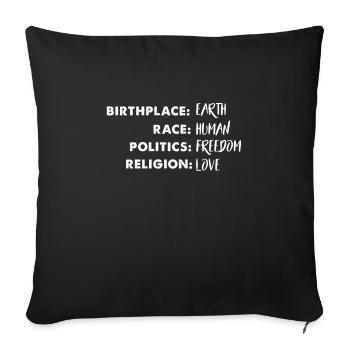 Paix Terre Terre Paix Amour Cadeau - Housse de coussin décorative 45 x 45 cm - noir - Devant