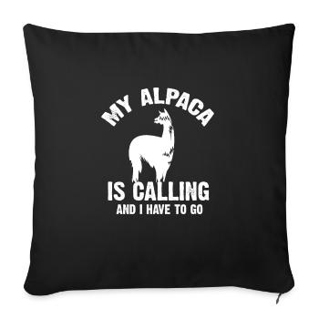 T-shirt d'appel d'alpaga - Housse de coussin décorative 45 x 45 cm - noir - Devant