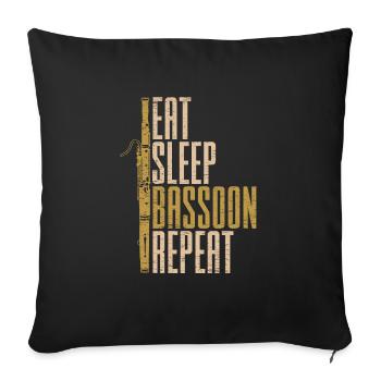 Mangez Sommeil Basson Répéter Cadeau disant enfants - Housse de coussin décorative 45 x 45 cm - noir - Devant