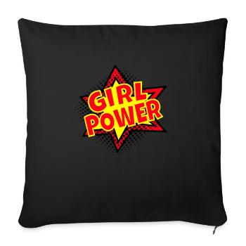 Girlwoman Powergirl superwoman de puissance de femme - Housse de coussin décorative 45 x 45 cm - noir - Devant