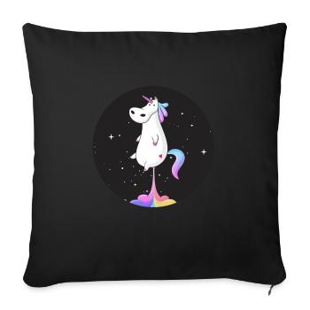 Licorne Merde Funny Space Edition Tee Magique - Housse de coussin décorative 45 x 45 cm - noir - Devant