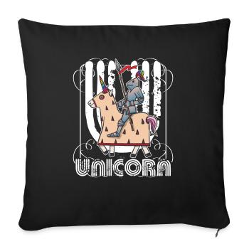 Guerrier équestre Licorne Créature mythique Drôle - Housse de coussin décorative 45 x 45 cm - noir - Devant