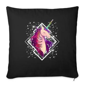 Cadeau magique drôle étincelant et éblouissant de licorne - Housse de coussin décorative 45 x 45 cm - noir - Devant