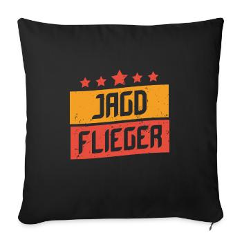 Pilote de chasse pilote cadeau guerre mondiale pilote de rupture - Housse de coussin décorative 45 x 45 cm - noir - Devant