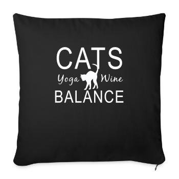 CHATS YOGA VIN ÉQUILIBRE - Housse de coussin décorative 45 x 45 cm - noir - Devant