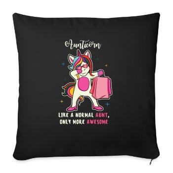 Lustig Aunticorn Einhorn Tante Geschenk Sprüche - Sofakissenbezug 45 x 45 cm - Schwarz - Vorne