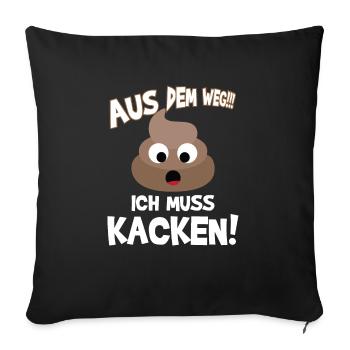 "Out of the way I have to poop" design makes you laugh - Sofa pillowcase 17,3'' x 17,3'' (45 x 45 cm) - black - Front