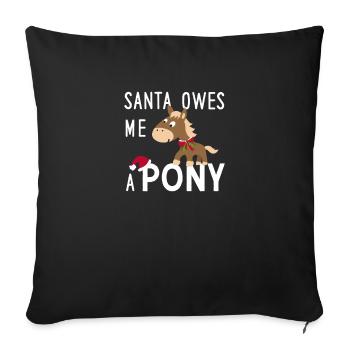 Drôle de Poney De Noël « Santa Owes me a Poney » - Housse de coussin décorative 45 x 45 cm - noir - Devant