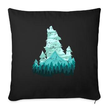Wild Wolf Nature Wilderness Forest Loner Gift - Sofa pillowcase 17,3'' x 17,3'' (45 x 45 cm) - black - Front