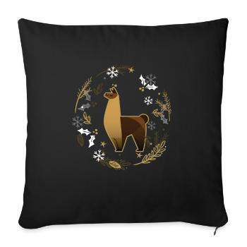 Lama Alpaca Christmas Animal Zoo Winter Gift - Sofa pillowcase 17,3'' x 17,3'' (45 x 45 cm) - black - Front