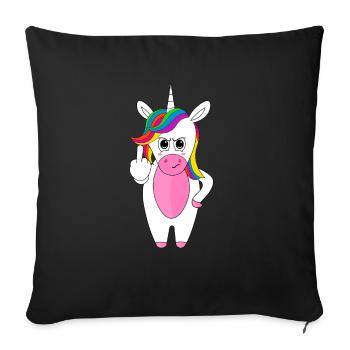 Einhorn Mittelfinger Sauer Böse Ich Hasse Menschen - Sofakissenbezug 45 x 45 cm - Schwarz - Vorne