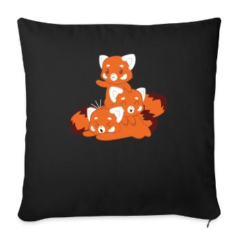 Little Panda - Red Panda - Family - Gift - Sofa pillowcase 17,3'' x 17,3'' (45 x 45 cm) - black - Front