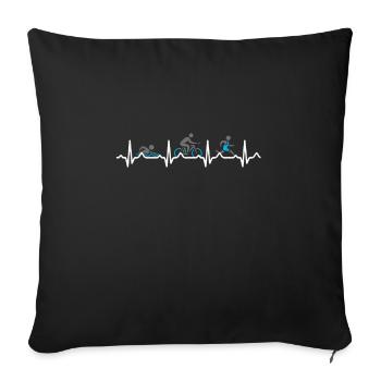 Battement de coeur Triathlon Triathlete ECG drôle - Housse de coussin décorative 45 x 45 cm - noir - Devant