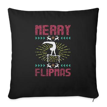 Merry Flipmas Christmas Gymnastics Sport Sweater - Sofa pillowcase 17,3'' x 17,3'' (45 x 45 cm) - black - Front