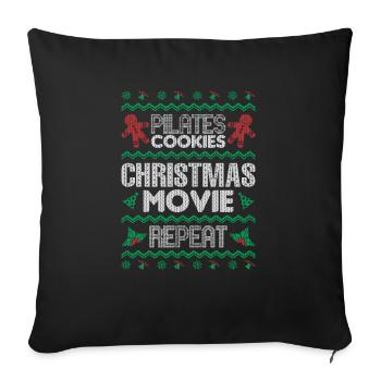 Chandail de répétition de films de Noël pour les biscuits Pilates - Housse de coussin décorative 45 x 45 cm - noir - Devant