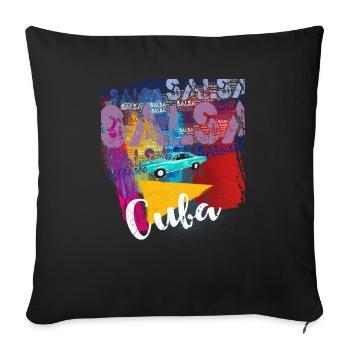 Salsa Cuba Havane T-shirt oldtimer pour salseros - Housse de coussin décorative 45 x 45 cm - noir - Devant