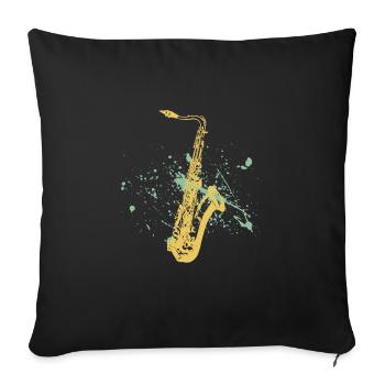 Saxophone Saxofon Jazzmusik Geschenk Gift - Sofakissenbezug 45 x 45 cm - Schwarz - Vorne