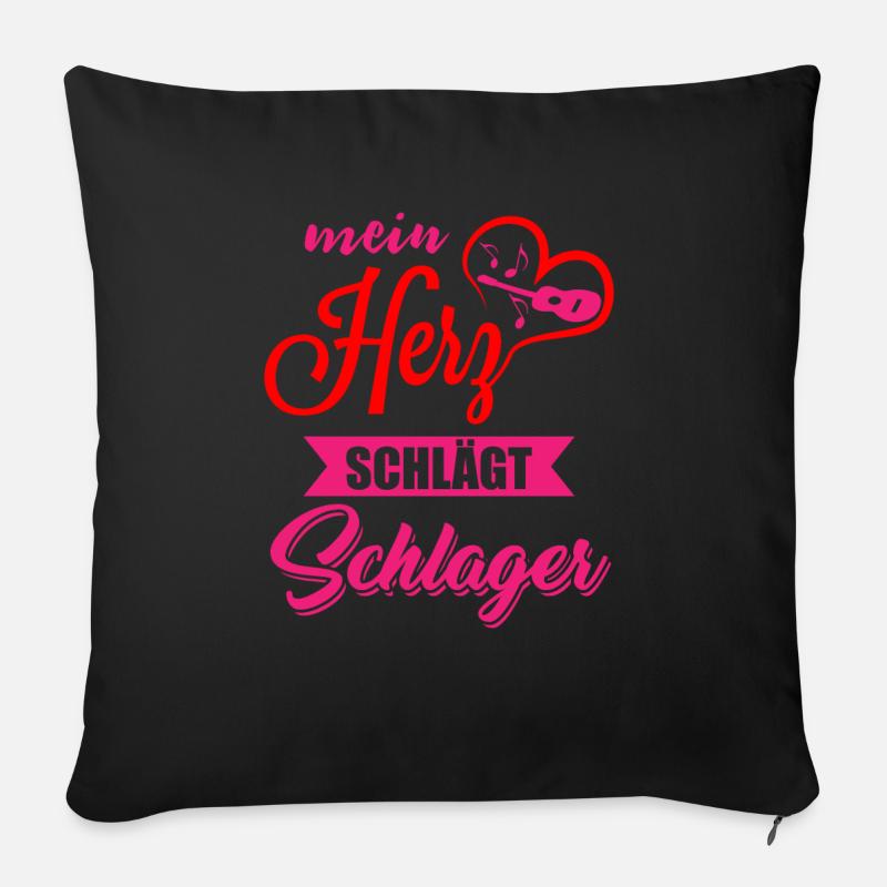 Schlager est ma vie Schlager Queen - Housse de coussin décorative 45 x 45 cm - noir