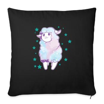 Regenbogen Alpaka Lama mit Sternen Geschenkidee - Sofakissenbezug 45 x 45 cm - Schwarz - Vorne