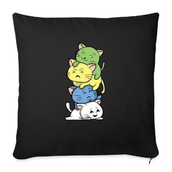 Kawaii cats manga style japan miao gift - Sofa pillowcase 17,3'' x 17,3'' (45 x 45 cm) - black - Front