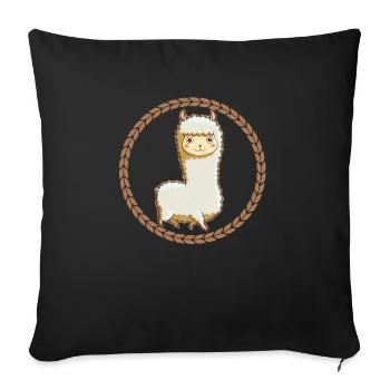 Alpaca with lots of wool in a circle - Sofa pillowcase 17,3'' x 17,3'' (45 x 45 cm) - black - Front