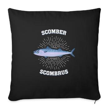 Scomber scombrus maquereau cadeau poisson d’eau salée - Housse de coussin décorative 45 x 45 cm - noir - Devant