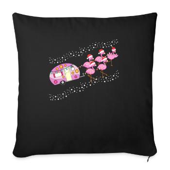 Noël Camping et Flamingo Fan idée cadeau - Housse de coussin décorative 45 x 45 cm - noir - Devant