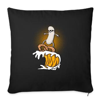 Surfeuse blanche sur le blé de levure arbre avec bretzel - Housse de coussin décorative 45 x 45 cm - noir - Devant