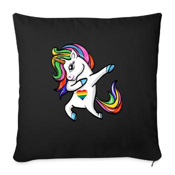 Funny Dab Unicorn Gay Pride Rainbow Gift - Sofa pillowcase 17,3'' x 17,3'' (45 x 45 cm) - black - Front