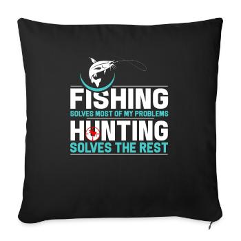 Fishing and Hunting - Sofakissenbezug 45 x 45 cm - Schwarz - Vorne