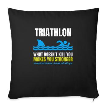 Requin de natation triathlon - Housse de coussin décorative 45 x 45 cm - noir - Devant