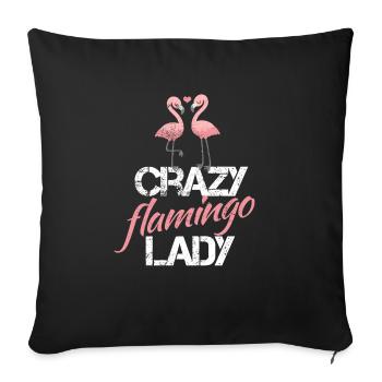 Dame de flamingo fou - Housse de coussin décorative 45 x 45 cm - noir - Devant